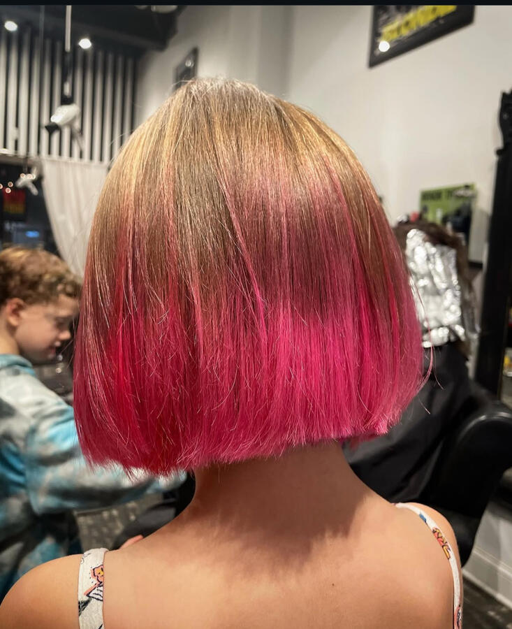 Pink Ombre Blunt Cut